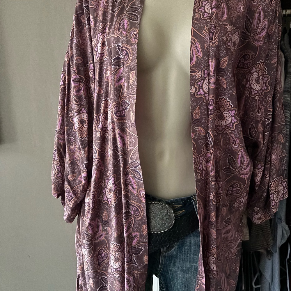 Lucky Brand Cardigan Kimono Jacket in Mauve, Pink, Purple Cocoa Apricot Cover Up